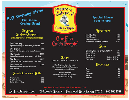 single sheet menu